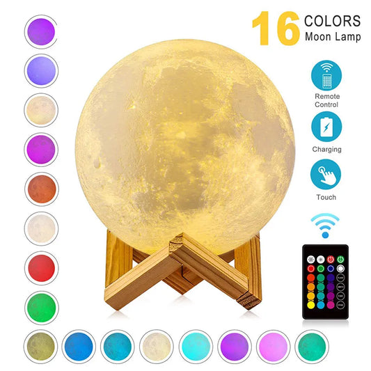 Moonlit Magic: 3D Print Time-table LED Moon Lamp – Perfect for Bedside or Desk!