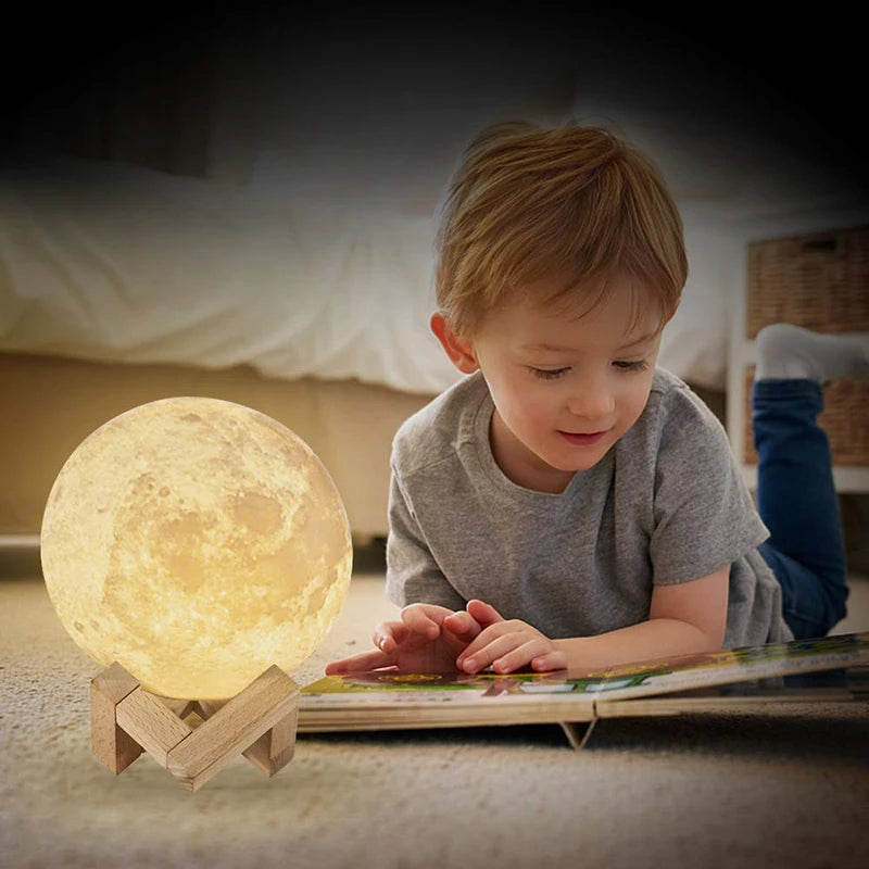 Moonlit Magic: 3D Print Time-table LED Moon Lamp – Perfect for Bedside or Desk!