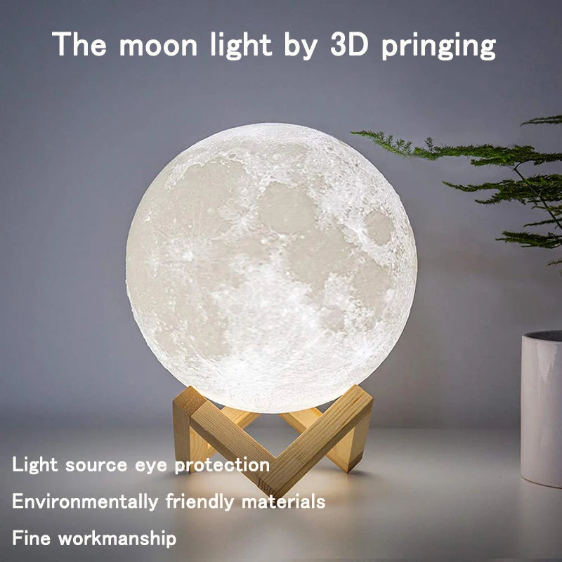 Moonlit Magic: 3D Print Time-table LED Moon Lamp – Perfect for Bedside or Desk!