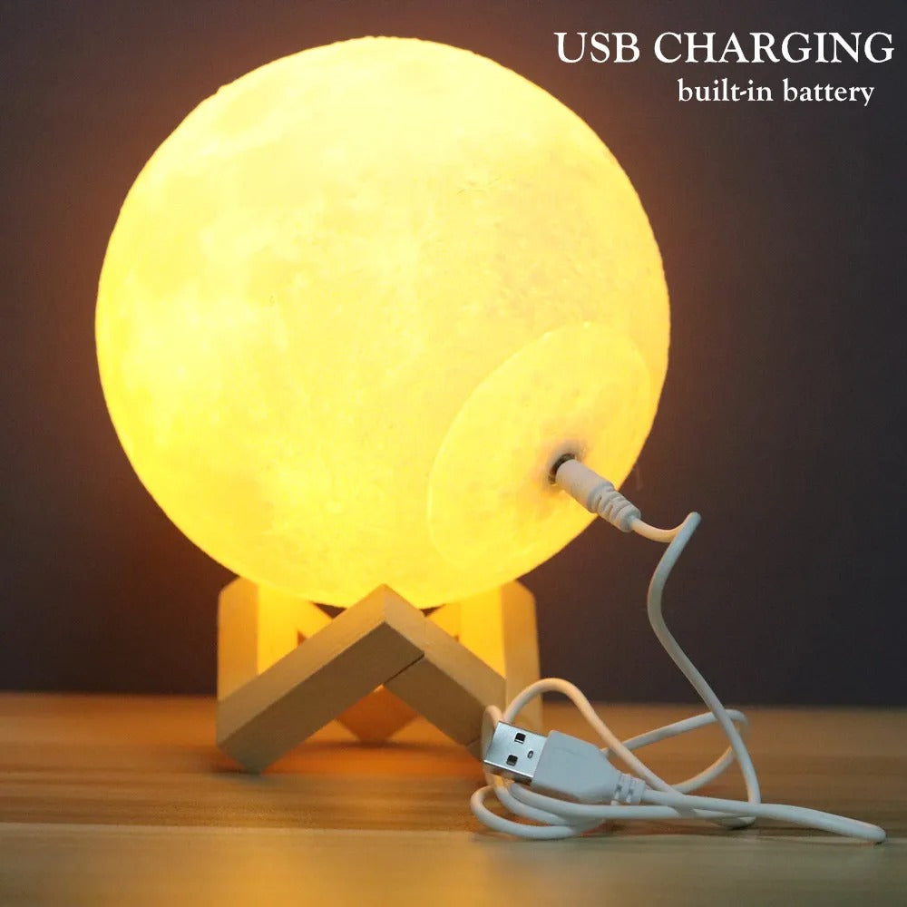 Moonlit Magic: 3D Print Time-table LED Moon Lamp – Perfect for Bedside or Desk!