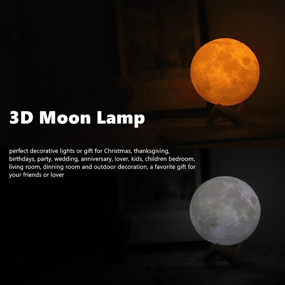 Moonlit Magic: 3D Print Time-table LED Moon Lamp – Perfect for Bedside or Desk!